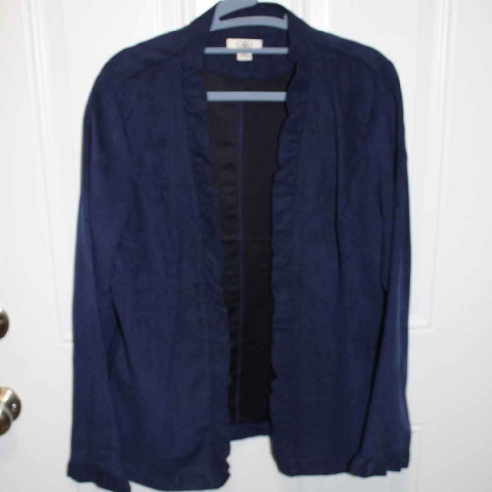 CATO Womens Navy Blue Ruffled Collar Cuffs M